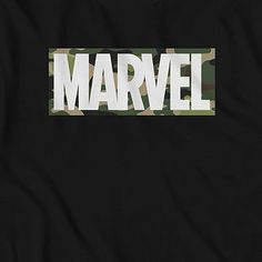 The classic Marvel logo gets a fresh new look with this officially licensed Marvel Camo Logo Men's Big & Tall Crew Neck Black Graphic T-Shirt! Bold white lettering is decorated by green, beige, and brown camo patterns across this classic men's tee that is perfect to help keep you looking and feeling heroic!Character: MarvelClosure Type: Pullover HeadFit: Regular FitNeckline: Crew NeckSleeve Length: Short SleeveFiber Content: 60% Cotton, 40% PolyesterFabric Description: KnitCare: Machine Wash, Tu Black Streetwear Top With Front Logo, Black Tops With Front Logo For Streetwear, Black Top With Front Logo For Streetwear, Fan Merchandise Logo T-shirt With Crew Neck, Fan Merchandise Logo T-shirt Crew Neck, Black Cotton T-shirt With Front Logo, Crew Neck T-shirt With Logo For Fan Conventions, Logo Print Crew Neck T-shirt For Fan Conventions, Fan Apparel Crew Neck Top With Logo