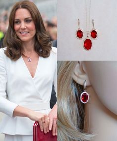 Royalty Replica Duchess of Cambridge Oval Ruby Red & Clear - Etsy Luxury Red Brilliant Cut Necklace, Luxury Red Elegant Bridal Earrings, Bollywood Luxury Red Bridal Earrings, Luxury Traditional Red Bridal Earrings, Luxury Bollywood Bridal Earrings In Red, Luxury Elegant Ruby Earrings, Luxury Red Pearl Drop Jewelry, Luxury Red Gemstone Bridal Necklace, Luxury Red Bridal Earrings For Wedding