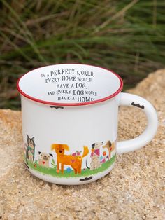 Camp Coffee Mug - Every Home Has A Dog-view 1 Camp Coffee, Pet Camping, Enamel Cup, Camp Mug, Dog Camping, Camping Coffee, In A Mug, Whimsical Forest, Pottery Cups