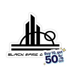 a black and white sticker with the words, buy 10 get 50 % off