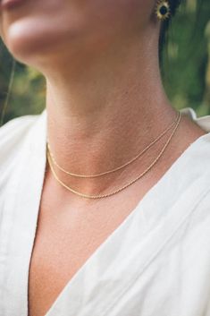 Dainty 18K Gold Fill Rope Chain – Honeydove Vintage Minimalist Rope Chain Link Jewelry, Simple Yellow Gold Cable Chain Necklace, Dainty 14k Gold Rope Chain Necklace, Minimalist 14k Gold Rope Chain Necklace, Dainty 14k Gold Rope Style Necklace, Minimalist 14k Gold Double Chain Necklace, Classic Rope Chain Necklace With Delicate Link, Dainty Gold Jewelry With Rope Chain, Elegant Gold Figaro Rope Chain Necklace