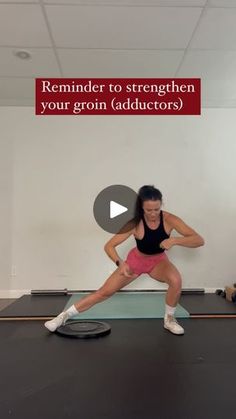 a woman doing squats on a mat with the caption reminder to strength when your gro