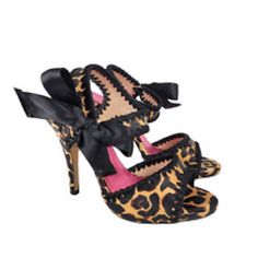 Betsey Johnson Stiletto Heels Sandal Leopard Animal Print Silk Bow Pinup Size 6 Leopard Print Sandals With Round Toe For Party, Leopard Print High Heel Evening Heels, Leopard Print Open Heel Sandals For Party, Elegant Leopard Print Heels With Heel Strap, Evening Leopard Print High Heels, Elegant Leopard Print Heels For Party, Chic Leopard Print Sandals For Party, Leopard Print High Heels For Party, Chic Leopard Print Heels With Heel Strap