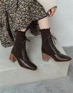 Loana Women's Fashion Leather Boots | Ultrasellershoes.com – Ultra Seller Shoes Block Heels Boots, Fall Boots Outfit, Winter Boots Outfits, Pretty Shoes Sneakers, Tailored Clothes, Block Heel Boots, Boots Women Fashion, Vintage Boots, Leather Boots Women