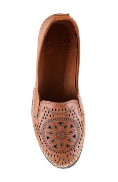 Tiny cutouts and stitched details decorate a versatile flat with a loafer-inspired topline. Cushioned footbed Leather upper and lining/synthetic sole Imported Dansko Professional Clog, Womens Flats, Clogs, Camel, Espadrilles, Leather Upper, Loafers, Nordstrom, Size 6