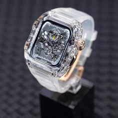 Unleash your Apple Watch's elegance with Ghost Case. Luxury Rectangular Apple Watch Band, Luxury White Apple Watch Band With Bracelet Strap, Luxury White Rectangular Watch Accessories, Luxury Formal Apple Watch Band, Luxury White Rectangular Watch Bands, Apple Watch Luxury, Luxury Aesthetics, Digital Crown, Ultra Series