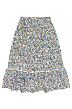 Current Boutique-Cynthia Rowley - Multicolor Floral Ruffled Hem Maxi Skirt Sz S Spring Relaxed Fit Tiered Maxi Dress, Spring Tiered Maxi Dress With Voluminous Skirt, Relaxed Fit Ruffled Maxi Skirt, Spring Ruffled Maxi Skirt, Flowy Maxi-length Ruffled Bottoms, Flowy Maxi Length Bottoms With Ruffles, Flowy Maxi-length Bottoms With Ruffles, Spring Flowy Gathered Maxi Skirt, Flowy Gathered Maxi Skirt For Spring