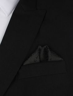 Black Pattern Winged Puff Pocket Square | OTAA.COM Black Pocket Square For Formal Occasions, Classic Black Pocket Square Gift, Classic Pocket Square For Black-tie Events, Classic Black Pocket Square, Luxury Black Elegant Pocket Square, Suit Handkerchief, Black Pocket Square, Pocket Square Pattern, Different Shades Of Black