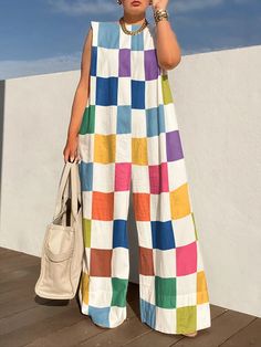 Raelynn Sleeveless Loose Casual Jumpsuit Sleeveless Multicolor Jumpsuits And Rompers For Vacation, Multicolor Sleeveless Jumpsuits And Rompers For Vacation, Casual Multicolor Sleeveless Jumpsuit, Casual Multicolor One-piece Jumpsuit, Mama Style, Paris Outfits, Eclectic Fashion, Casual Jumpsuit, Jumpsuit Fashion