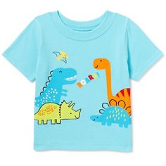 Garanimals Baby Boy Dinosaur Sleeve Tee Size 12 M Super Cute Baby Blue Color Design Of Dinosaurs Short Sleeve Dinosaur Print Tops For Playwear, Cute Dinosaur Print Tops For Playwear, Casual Dinosaur Print Tops For Playwear, Cute Tops With Dinosaur Print For Playwear, Casual Tops With Dinosaur Print For Playwear, Playful Cotton T-shirt With Dinosaur Print, Playful Light Blue Cartoon Print Top, Playful Light Blue Top With Cartoon Print, Blue Dinosaur Print Top For Playtime