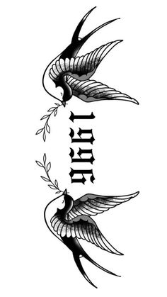 two birds flying next to each other with the word faith written on their wings in black ink