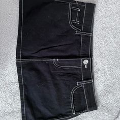 Brand New, Never Used With Tag Black Y2k Mini Denim Skirt, Y2k High Waist Black Denim Skirt, Y2k High Waist Black Skirt, Cotton Mini Skort For Night Out, Black Y2k Style Short Skirt, Y2k Black Skort With Pockets, Black Y2k Skort With Pockets, Black Mini Skirt Skort, Y2k Style Black Cotton Denim Skirt