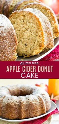 an apple cider donut cake with cinnamon sugar coating