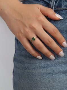 14k Gold Emerald Ring | May Birthstone Ring | Emerald Engagement Ring | Baguette Ring | Green Ring 14k Gold Emerald Ring For Proposal, Green 14k Gold Ring For Proposal, Emerald Round Cut Ring For Proposal, May Birthstone Solitaire Ring With Round Cut, Green 14k Gold Promise Ring, Green Round Cut Jewelry For Proposal, Round Cut Emerald Ring For Proposal, Green Sapphire Ring With Center Stone As A Gift, Emerald Ring With Prong Setting For Proposal, May Birthstone