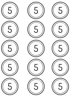 the number five is shown in black and white, with numbers on each one side