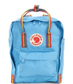 From Fjallraven&#x2C; the Kånken rainbow handle backpack features:VinylonIncludes seat pad stored in an inside pocket in the back of the main compartment2 open side pockets and one zippered pocket on the frontNam label inside main compartmentApprox. 38cm H x 27cm W x 13cm D; 16L volumeApprox. 0.66 lb weightImported.Special edition and part of the Artic Fox Initiative supporting climate/enviormental projects Kanken Backpack Mini, Environmental Projects, Kanken Classic, Fjallraven Women, Backpack Fjallraven, Fjällräven Kånken, Kanken Mini, Water Resistant Backpack, Backpack Reviews