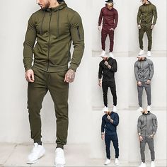 Season:Winter,Fall; Fabric:Cotton Blend; Sleeve Length:Long Sleeve; Look After Me:Wet and Dry,Washable; Gender:Men's; Elasticity:Micro-elastic; Occasion:Athleisure,Athletic; Fit Type:Regular Fit; Pattern:Solid Colored; Design:Drawstring,2 Piece,Zipper Pocket; Neckline:Hoodie; Sports Clothing Sub Category:Tracksuit,Sweatsuit; Listing Date:08/18/2023 Mens Tracksuit Set, Mens Tracksuit, Full Tracksuit, Men Jumpsuit, Men Tracksuit, Black Army, Navy Hoodie, Track Suit Men, Jogging Bottoms