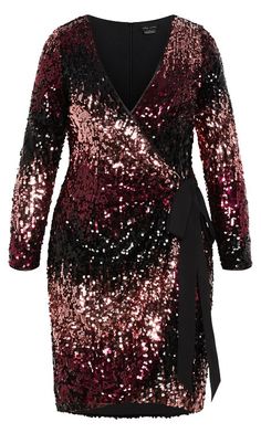 Irresistible Dress Sparkly Aesthetic, Berry Dress, Side Belt, Formal Occasion Dress, Dresses Date Night, Plus Size Cocktail Dresses, Ombre Design, Date Night Dresses, Heart Melting