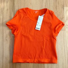 Brand New With Tags Orange Urban Tee Crop Top Camisole, Urban Outfitters Shirt, Urban Tees, Short Sundress, Urban Outfitters Top, Mock Neck Crop Top, Blue Corset, Boho Tank Top, Cropped Long Sleeve Top