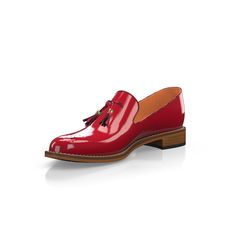 Slip-Ons 30396 | Girotti Luxury Red Court Shoes With Leather Sole, Patent Leather Tassel Loafers With Leather Sole For Office, Red Tassel Loafers With Slip-on Red Sole, Office Tassel Loafers With Leather Sole In Patent Leather, Red Tassel Loafers With Red Sole, Patent Leather Tassel Loafers For Galas, Leather Tassel Loafers With Red Sole And Round Toe, Elegant Red Tassel Loafers With Rubber Sole, Red Elegant Moccasins