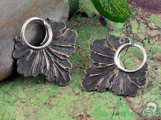 Silver and Brass Leaf Blade Design Alt Earrings, Goblin Hoard, Organic Jewelry Design, Precious Metal Clay Jewelry, Aluminum Earrings, Piercing Inspo, Metal Clay Jewelry, Organic Jewelry, Ear Weights