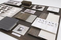 several different types of flooring samples on a table