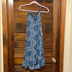 Nwt Hot Gal Blue Paisley Sundress, Size Large Perfect For Fourth Of July! Pit To Pit: 19 Inches Total Length (Top To Bottom): 38 Inches 100% Rayon Blue Boho Print Sleeveless Sundress, Bohemian Blue Mini Dress With Paisley Print, Casual Paisley Print Sundress, Beach Mini Dresses With Paisley Print, Casual Blue Printed Sundress, Casual Cotton Paisley Print Dresses, Casual Blue Tie Back Dress, Casual Blue Dress With Tie Back, Summer Mini Dress With Paisley Print For Beach