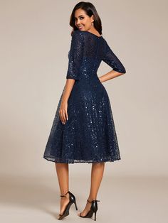 This Dress is fashionable for every occasion. the dress is made-to-order by professional tailors. You can choose from 50 colors, Regular sizes 2 to 16 and plus sizes 14w to 26W. Custom size is also available. Fitted Boat Neck Evening Dress For Party, Fitted Evening Dress With 3/4 Sleeves For Prom, Fitted Sequin Dress With 3/4 Sleeves, Fitted Dress With Sequins And 3/4 Sleeves, 3/4 Sleeve Mother Of The Bride Dress For Party, Elegant 3/4 Sleeve Prom Evening Dress, Elegant Evening Dress With 3/4 Sleeves For Prom, Elegant Half-sleeve Dress For Night Out, Elegant Half Sleeve Dress For Night Out