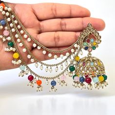 Restocked Bahubali Polki Pearl Jhumka/stone Jhumka/Indian Jewelry/Pakistani/Punjabi/Indian/Statement earring/Bridal earring/Indian wedding Can be paired with any dress Closure: Pushback This is 100% Handmade jewelry. So Color, shades, texture displayed may slightly vary from the actual product due to digital image limitations. We request you to consider these minor variations. Please expect the possibility of some slight imperfections when buying hand made jewelry. If you have any questions, please message or email us. Arrives in gift box. Please let me know if you have any questions. Thank you so much visiting my shop. Multicolor Kundan Jhumkas With Cutdana, Multicolor Chandbali Jhumkas With Cutdana, Multicolor Jhumkas With Latkans For Eid, Bollywood Stone Work Jhumkas For Navratri, Bollywood Style Stone Work Jhumkas For Navratri, Multicolor Kundan Jhumkas With Latkans, Multicolor Chandbali Jhumkas For Navratri, Multicolor Chandbali Jhumkas With Latkans, Multicolor Chandbali Jhumkas With Tilla