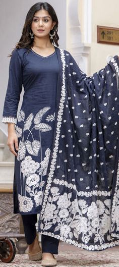 Blue color Salwar Kameez in Cotton fabric with Printed, Sequence, Thread work Indigo Semi-stitched Salwar Kameez With Dupatta, Blue Semi-stitched Palazzo Set With Printed Motifs, Semi-stitched Blue Palazzo Set With Printed Motifs, Indigo Semi-stitched Dupatta For Eid, Eid Semi-stitched Indigo Dupatta, Indigo Salwar Kameez For Eid Wedding, Indigo Salwar Kameez For Wedding And Eid, Indigo Unstitched Salwar Kameez For Wedding, Blue Chanderi Lawn Suit With Printed Motifs