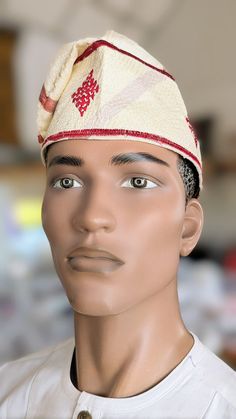 Dupsie's Ayo Fila Brown handwoven Aso Oke cap hat with cream beige emb – Dupsie's African Fashion African Dashiki Shirt, African Tops For Women, African Pants, Beige Embroidery, African Shoes, African Hats, African Bag, Head Wraps For Women, African Dashiki