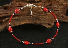 Candy Red Ladybug Beaded Bracelet, Ladybug Anklet, Red Anklet, Custom Anklets by SWCreations #anklets #SterlingAnklet #9InchAnklet #anklet #AnkleBracelets #GemstoneAnklet #BeadedAnklet #HandcraftedAnklet #CustomAnklet #BeadAnklet Red Anklet, Wedding Anklets, Handmade Candy, Beautiful Anklet, Native American Necklace, Candy Red, Cute Gifts For Her, Beaded Jewelry Necklaces, Beaded Anklet