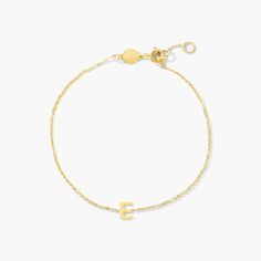 Represent yourself, a loved one, or just rock your favorite letter with a mini initial chain bracelet. This perfect staple for your collection features a 7 inch chain that secures with a spring clasp. Letter measures 5mm. Initial F, Initial E, Staple Pieces, Chain Bracelet, Precious Metals, Gold Bracelet, Initials, Fine Jewelry, Yellow Gold