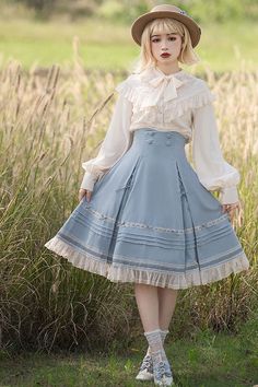 Cute Ruffled Skirt, Sweet Tiered Skirt With Ruffles, Sweet Tiered Ruffle Skirt, Sweet Ruffled Skirt For Party, Cute Blue Ruffled Skirt, Sweet Tiered Party Skirt, Alice Inspired Outfits, Dream Daughter, Otome Kei