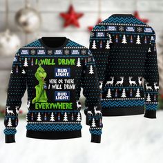 Bud Light Grinch Will Drink Everywhere Ugly Sweater, Bud Light christmas sweater, Bud Light ugly christmas sweater, Bud Light ugly crewneck, ugly knitwear Bud Light, holiday sweater, alcohol ugly sweater, beer ugly christmas sweater, Grinch Ugly Sweater, Grinch christmas sweater, Grinch ugly crewneck Twisted Tea, Christmas Ugly Sweater, Cozy Knit Sweater, Chic Sweaters, Sweater Collection, Bud Light, Sweater Gift, Gift For Christmas, Urban Chic