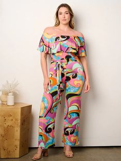 Wide Leg Multicolor Jumpsuits For Summer, Casual Multicolor Wide Leg Jumpsuits And Rompers, Casual Multicolor Wide-leg Jumpsuits And Rompers, Wide Leg Multicolor Jumpsuits And Rompers For Summer, Multicolor Wide Leg Jumpsuits And Rompers For Summer, Pink Retro Jumpsuits And Rompers For Spring, Retro Multicolor Jumpsuits And Rompers For Spring, Retro Multicolor Jumpsuits And Rompers For Summer, Spring Multicolor Printed Jumpsuits And Rompers