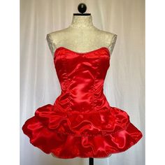 Fitted satin cocktail dress with ruffle layered skirt. Zip back Perfect Blue Red Dress, Perfect Blue Dress, Ruffle Cocktail Dress, Style Bodysuit, Red Silk Dress, Hoco Dress, Clothing Design Sketches, Satin Cocktail Dress, Tour Outfits