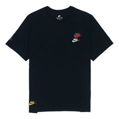 Nike AS Men's Nike Sportswear Tee Club ESSENTIALS Black DJ1569-010 (Embroidery/Round Neck/Short Sleeve) Sporty T-shirt With Embroidered Logo For Sports, Black Embroidered T-shirt For Streetwear, Nike Crew Neck Top With Embroidered Logo, Nike Sporty Tops With Embroidered Logo, Athleisure Tops With Embroidered Logo For Sports, Sports Crew Neck T-shirt With Embroidered Logo, Sports T-shirt With Embroidered Logo And Crew Neck, Sports T-shirt With Embroidered Logo, Sporty T-shirt With Embroidered Logo For Streetwear