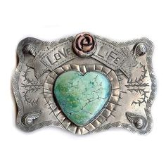 Love Life Belt Buckle – Sweet Bird Studio Artisan Engraved Belt Buckles As Gift, Artisan Engraved Belt Buckles For Gifts, Handmade Artisan Silver Belt Buckles, Handmade Western Belt Buckles As Gift, Handmade Western Belt Buckles For Gift, Handmade Bohemian Belt Buckles As Gift, Found Object Jewelry, Silversmith Jewellery, Western Belt Buckles