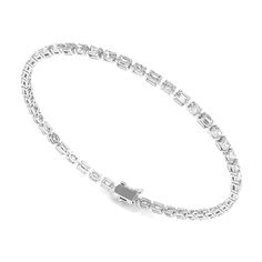 Two distinct diamond cuts featured in this tennis bracelet means endless glamour, and sometimes two is better than one, right ladies? With similar horizontal shapes, our lab-grown oval diamonds and emerald diamonds create an elegant balance of unity. Timeless Diamond White Tennis Bracelet With Baguette Cut, Classic Emerald Cut Baguette Diamond Tennis Bracelet, Timeless Emerald Cut Diamond Bracelet, Timeless Tennis Bracelet With Baguette Diamonds, Timeless White Gold Tennis Bracelet With Baguette Cut, Emerald Cut Tennis Bracelet With Diamond Accents, Classic White Gold Diamond Bracelet With Emerald Cut, Timeless White Gold Baguette Cut Tennis Bracelet, Elegant Diamond Bracelet With Emerald Cut Single Diamonds