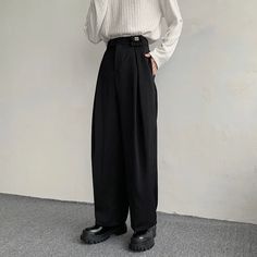 45829077336286|45829077369054|45829077401822|45829077434590 Black Suit Pants, Suit Man, Oversized Fashion, Mens Office, Pants Korean, Costume Noir, Smart Casual Style, Formal Trousers, Oversize Fashion