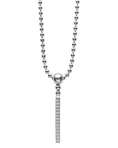 Lagos Sterling Silver Caviar Spark Diamond Stick Pendant Necklace, 16 Formal Silver Diamond Necklace With Detachable Pendant, Luxury Silver Necklace With Detachable Pendant, Silver Diamond Necklace With Detachable Pendant, Classic Silver Necklace With Detachable Pendant, Formal Silver Diamond Necklace With Box Chain, Silver Diamond Necklace With Box Chain For Formal Events, Silver Diamond Necklace With Box Chain For Formal Occasions, Open Heart, Necklace Sterling Silver