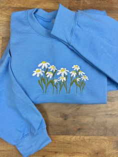 Wildflowers Embroidered Crewneck Daisy Crewneck, Daisy Sweatshirt, Daisies Embroidered Sweatshirt, Floral Embroidered Sweatshirt - Etsy Spring Crew Top With Embroidered Logo, Embroidered Long Sleeve Sweatshirt For Spring, Spring Floral Embroidery Long Sleeve Sweatshirt, Spring Long Sleeve Sweatshirt With Floral Embroidery, Spring Floral Embroidered Long Sleeve Sweatshirt, Spring Sweatshirt With Embroidered Graphics And Crew Neck, Spring Crew Neck Sweatshirt With Embroidered Graphics, Spring Crew Sweatshirt With Embroidered Logo, Spring Casual Sweatshirt With Embroidered Graphics