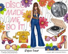 Overlays Web, Groovy Elements, 70s Retro Fashion, Moda Disco, Mode Disco, Dance Decor, 70’s Disco, Road Trip Fashion, Cartoon Inspiration