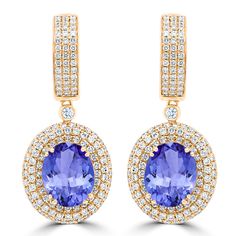 11x9mm Violetish Blue Tanzanite AAAA Halo Earring Oval shape 7.8ct with 1.97cttw Diamond in 14K & 18K White Gold, Yellow Gold, Rose Gold. Product Information SKU TT70142-5 Metal Type Your choice: 14K & 18K Metal Color Your choice: White Gold, Yellow Gold, Rose Gold Earrings Style Halo Earring Metal Weight 9.86 Primary Stone Gemstone Name Tanzanite Gemstone Species Zoisite No. Of Gemstones 2 Gemstone Shape Oval Gemstone Color Violetish Blue Gemstone Grade Your choice: AA, AAA, AAAA Gemstone Clari