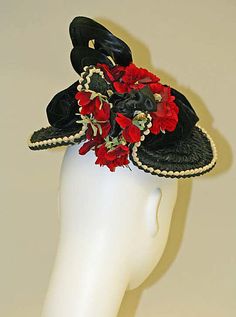 (3/3) Hat Date: ca. 1890 Culture: American Medium: silk, feathers Dimensions: [no dimensions available 1890s Accessories, 1890 Dresses, 1890s Clothing, 1890 Dress, Edwardian Hats, Hat Inspiration, Historical Hats, Historical Clothes