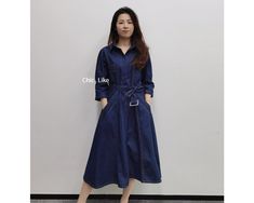 Item No. SZ112 Material: Cotton Color: Blue US Size: XS, S, M, L, XL - Handcrafted. - Denim Dress. - Midi Length. - Pockets. - Belted. - A Line. - Collared. - Half Sleeve. - Made ethically with a lot of love and care. Petite Midi Dress, Womens Denim Dress, Denim Midi Dress, Dress With Sleeves, Midi Shirt Dress, Dress Midi, Midi Dress With Sleeves, Dress With Pockets, Womens Midi Dresses