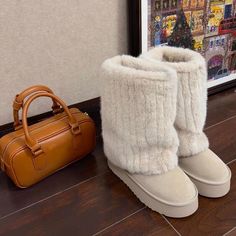 Walk in style this winter with these cute cream short warm fur boots. The platform height increases your confidence and comfort level. Perfect for girls who love to flaunt their unique style. Stay warm and cozy while making a statement. #winterfashion #shortboots #platformboots #furboots #girlsfashion 😍👢❄️ Tall Crown, Cream Shorts, Boots Winter, Shoe Covers, Milky White, Fur Boots, Long Boots, Winter Shoes, Platform Boots