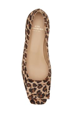 A chic animal print emboldens a genuine calf-hair pump featuring a sophisticated square-toe silhouette with a wrapped buckle and low block heel. Genuine calf hair upper/leather lining and sole Made in Italy Chic Leopard Print Open Heel Heels, Leopard Print Shoes Flats, Leopard Mules, Leopard Print Closed Toe Leather Heels, Leopard Print Open Toe Leather Heels, Leopard Print Shoes, Chic 4-inch Leopard Print Heels, Chic 4-inch Heel Leopard Print Heels, Low Block Heels