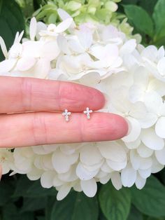 925 Sterling Silver Cz Cross Stud Earrings - Metal: 925 Sterling Silver (Finish: Gold Plated) - Stone: Clear Cubic Zirconia, Round, Prong - Shape: Cross - Dimension: 5mm(0.20 in) x 4mm x 1mm, Thickness 1.1mm (Please note that the cross is VERY TINY/Dainty.) - Closure: Post at Upper Top, Push Back - Color: Gold Studs For Men, Cross Stud Earrings, Cross Earrings Studs, Tiny Cross, Studs Gold, Earrings Metal, Sterling Silver Earrings Studs, Jewelry Earrings Studs, Sterling Silver Earrings